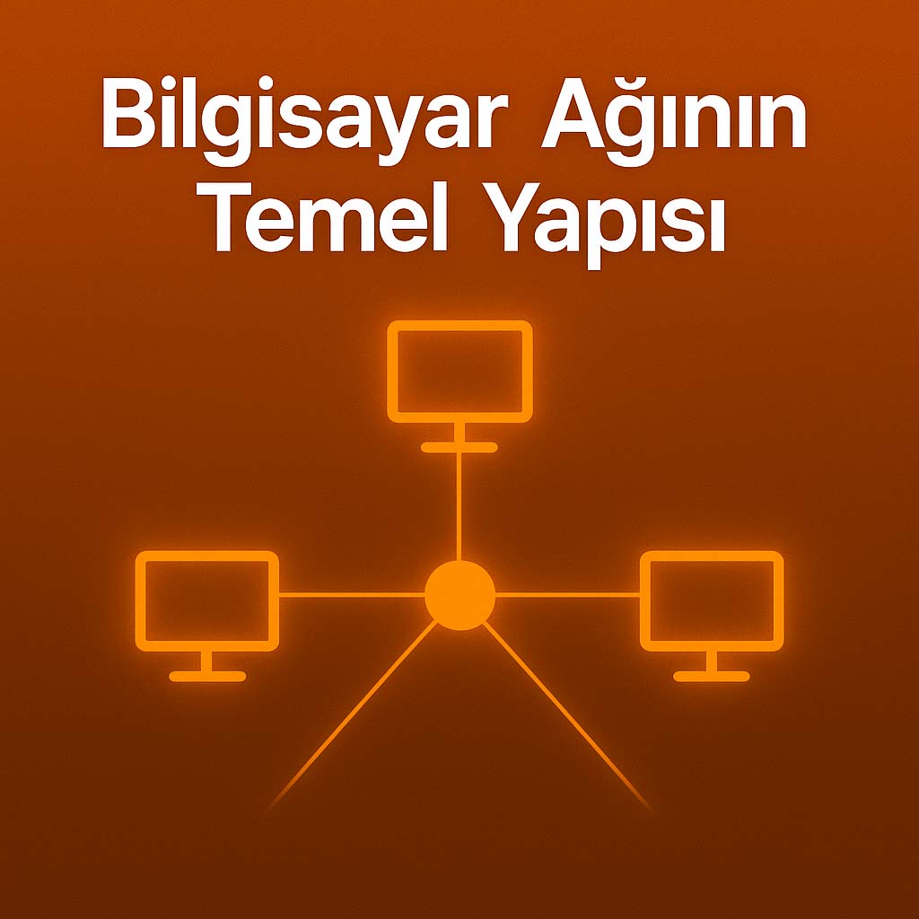 Bilgisayar Ağları Giriş Rehberi (2025) – Ağ Temellerini 15 Dakikada Öğren Bilgisayar ağının temel yapısı ve bağlantı topolojisi turuncu diyagramı