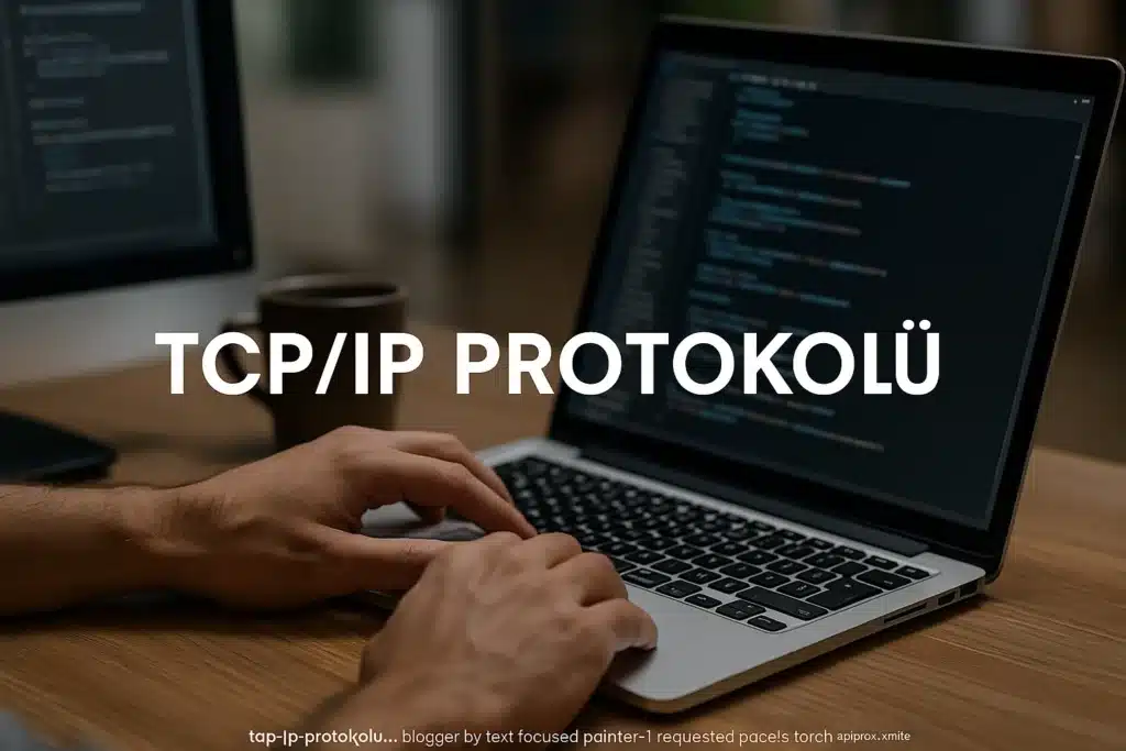 TCP/IP protokolü üzerine kod yazan bir kişinin dizüstü bilgisayar başında çalıştığı blog kapak görseli